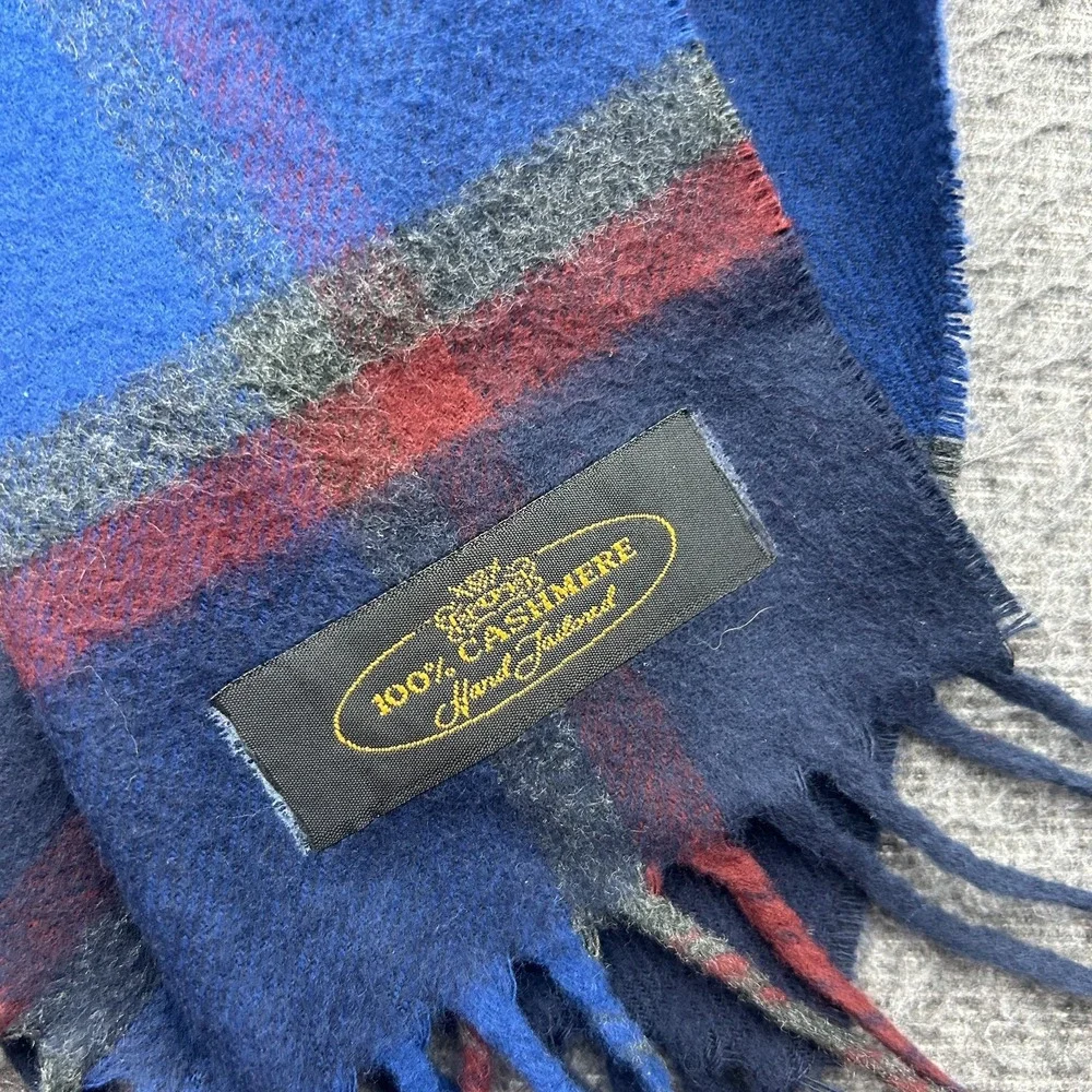 100% Cashmere Scarf Tartan Hand Tailored Neck Scarf Fringe Rectangle Plaid